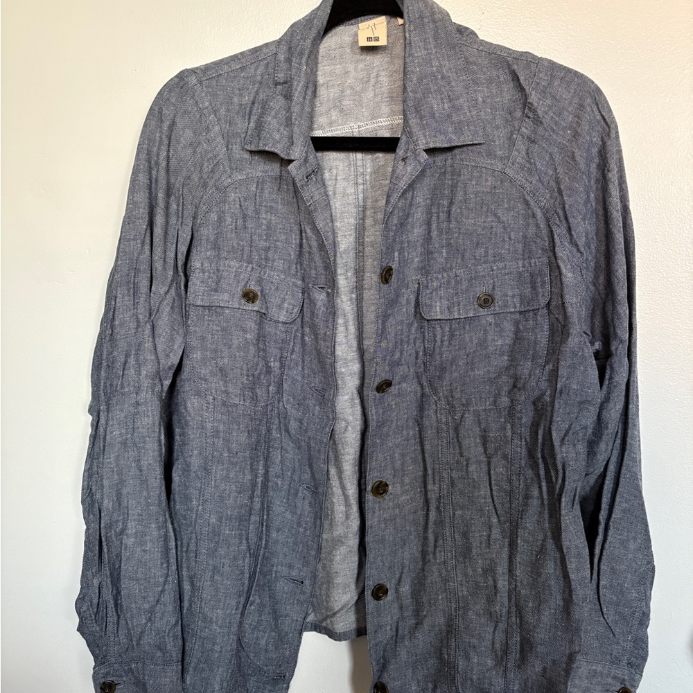 Uniqlo Unisex Blue Lightweight Shirt Jacket